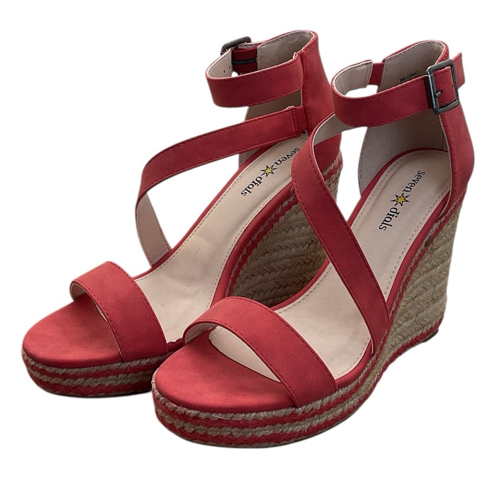 NWT Seven Dials Womens Berlina Espadrille Wedge Sandal Red size 7.5‎ M